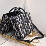 East-West Tote Bag Beige and Maxi DR Oblique Jacquard