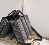 East-West Tote Bag Beige and Maxi DR Oblique Jacquard