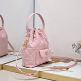 Small DR Caro Bucket Bag Powder Macrocannage Lambskin