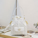 Small DR Caro Bucket Bag Powder Macrocannage Lambskin