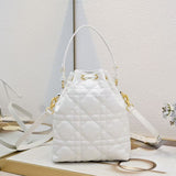 Small DR Caro Bucket Bag Powder Macrocannage Lambskin
