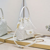 Small DR Caro Bucket Bag Powder Macrocannage Lambskin