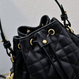 Small DR Caro Bucket Bag Powder Macrocannage Lambskin