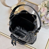 Small DR Caro Bucket Bag Powder Macrocannage Lambskin