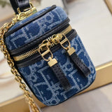 Caro Mini Vanity Case Black Macrocannage Lambskin