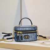 Caro Mini Vanity Case Black Macrocannage Lambskin
