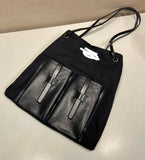 2026 Large Black Canvas and Leather Tote Bag 1BG644_2G6S_F0002_V_OOO