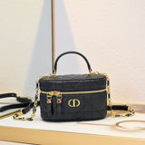 Caro Mini Vanity Case Black Macrocannage Lambskin