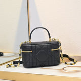 Caro Mini Vanity Case Black Macrocannage Lambskin