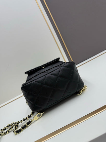 Duma Backpack Black Grained Calfskin & Gold-Tone Metal AS3787 B10218 94305