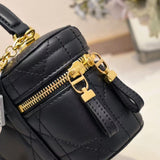 Caro Mini Vanity Case Black Macrocannage Lambskin