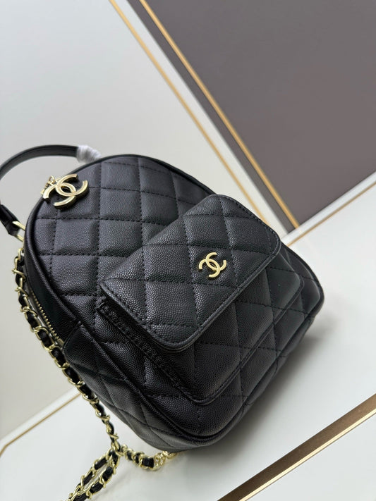 Duma Backpack Black Grained Calfskin & Gold-Tone Metal AS3787 B10218 94305