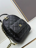 Duma Backpack Black Grained Calfskin & Gold-Tone Metal AS3787 B10218 94305