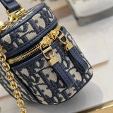 Caro Mini Vanity Case Black Macrocannage Lambskin