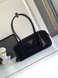 Re-Nylon and Leather Small Top-Handle Bag with Padlock 1BB133_2C8Q_F0002_V_ODO