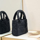 Mini Lady DR Bag Black Ultramatte Cannage Calfskin M0505SLOI_M989