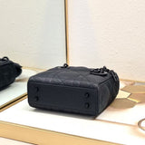 Mini Lady DR Bag Black Ultramatte Cannage Calfskin M0505SLOI_M989
