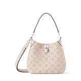 All Around PM Tote Bag with Openwork Monogram Pattern, Pebble Gray Mahina Calfskin| M27459