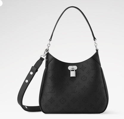 All Around PM Tote Bag with Openwork Monogram Pattern, Pebble Gray Mahina Calfskin |M28306