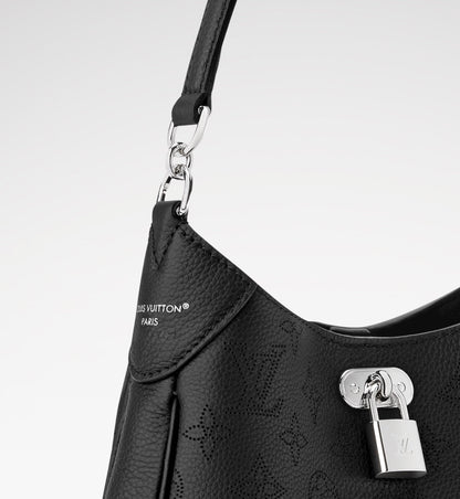 All Around PM Tote Bag with Openwork Monogram Pattern, Pebble Gray Mahina Calfskin |M28306