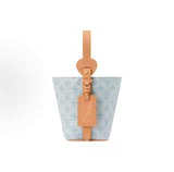 2026 All In BB Bucket Bag in Messenger Blue, crafted from coated canvas with natural cowhide trim M27529