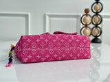2026 Baggy PM Handbag in Pink Monogram Jacquard Denim M28266