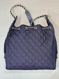 2026 Chain-Strap Tote Bag in Dark Blue Vintage Quilted Denim AS5311 B24037 U9373