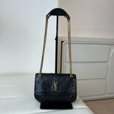 2026 Niki Mini Chain Bag in Black Vintage Waxed Leather 8460870EN071000