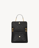2026 Niki Medium Chain Shoulder Bag in Black Vintage Leather 6331840EN071000