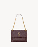 2026 Niki Medium Burgundy Vintage Leather Shoulder Bag 6331840EN076195