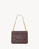2026 Niki Medium Burgundy Vintage Leather Shoulder Bag 6331840EN076195