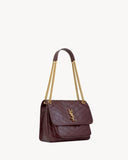 2026 Niki Medium Burgundy Vintage Leather Shoulder Bag 6331840EN076195