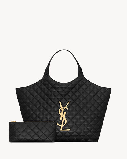 2026 ICARE Black Quilted Lambskin Extra-Large Tote Bag 698651AAANG1000