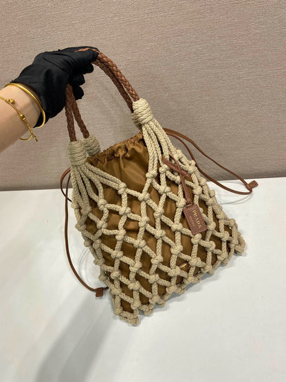 2026 Brown Medium-Sized Cotton Macramé Woven Bag 1BC111_2DI2_F04HU_V_OOR