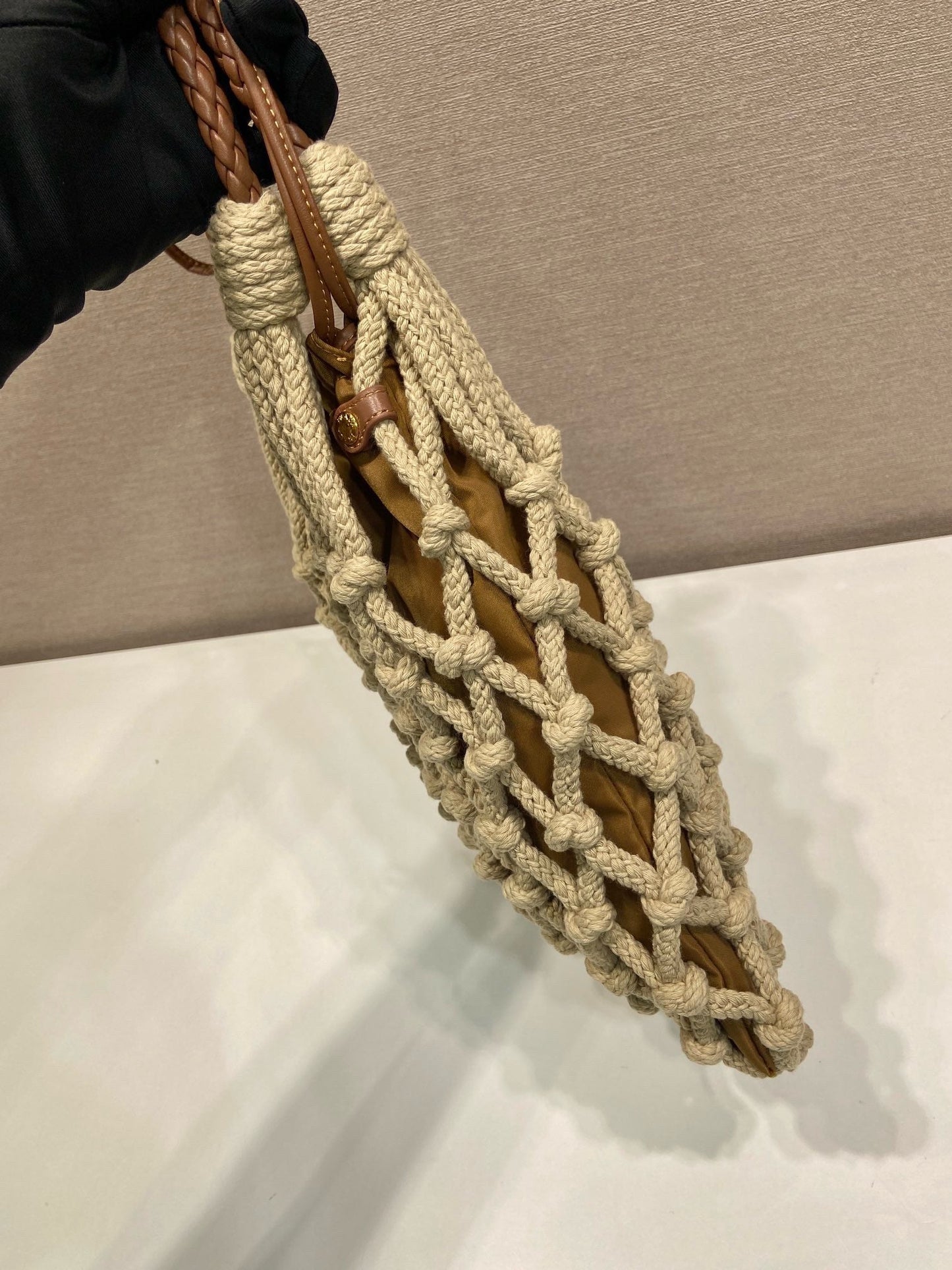 2026 Brown Medium-Sized Cotton Macramé Woven Bag 1BC111_2DI2_F04HU_V_OOR