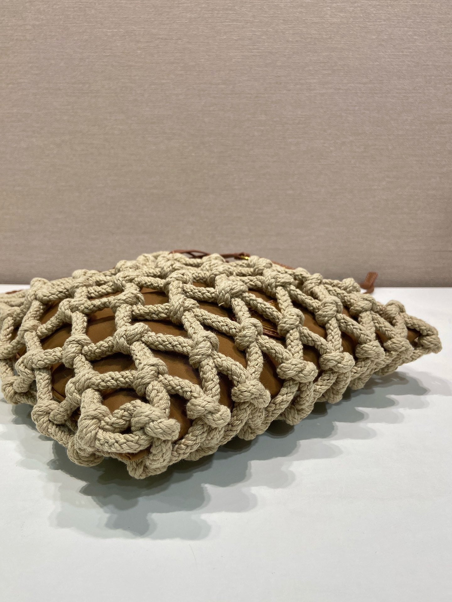 2026 Brown Medium-Sized Cotton Macramé Woven Bag 1BC111_2DI2_F04HU_V_OOR