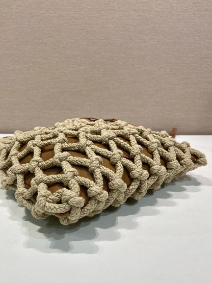 2026 Brown Medium-Sized Cotton Macramé Woven Bag 1BC111_2DI2_F04HU_V_OOR
