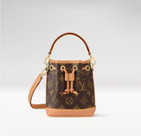 2026 Brown Monogram-Coated Canvas Nano Noé Mini Bucket Bag M81266