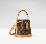 2026 Brown Monogram-Coated Canvas Nano Noé Mini Bucket Bag M81266