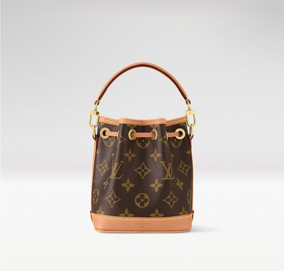 2026 Brown Monogram-Coated Canvas Nano Noé Mini Bucket Bag M81266