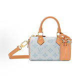 2026 Bleu Courrier  Monogram Origine Special Jacquard Canvas Nano Speedy Mini Handbag M28323