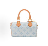 2026 Bleu Courrier  Monogram Origine Special Jacquard Canvas Nano Speedy Mini Handbag M28323