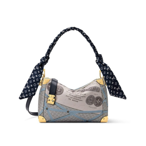 2026 Beige Printed Canvas Side Trunk MM Handbag M28749
