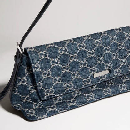 2026 Medium Shoulder Bag, Blue GG Washed Denim 874744 FAF8V 4042
