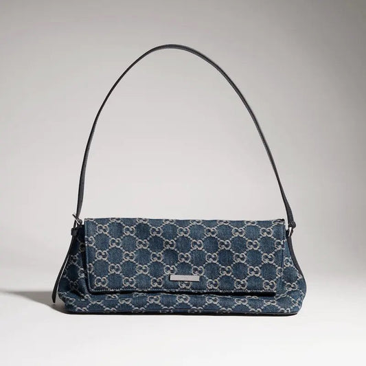 2026 Medium Shoulder Bag, Blue GG Washed Denim 874744 FAF8V 4042